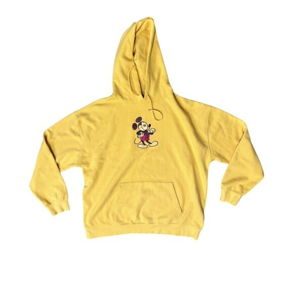 Walt Disney World Yellow Pullover‎ Hoodie Sweater Adult Large Mickey Mouse